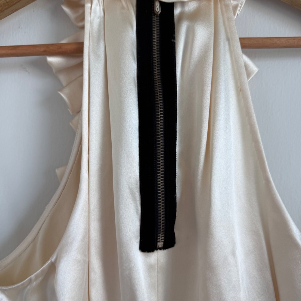 3.1 Philip Lim Silk Ruffled High Neck Midi Dress in Cream Size 6 - Picture 10 of 14